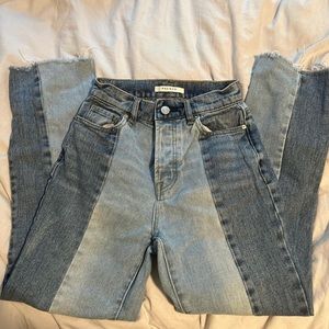 Pacsun high rise two toned jeans. Raw hem and button fly. Like new. Size 22